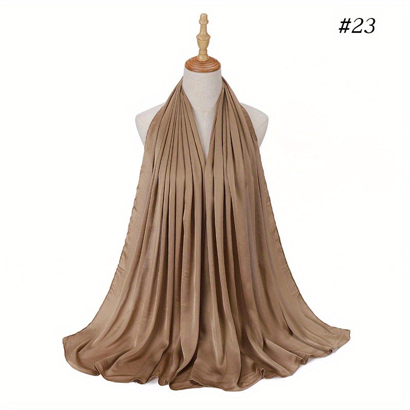 Wrinkled Satin Muslim Hijab Natural Fiber Lightweight Black