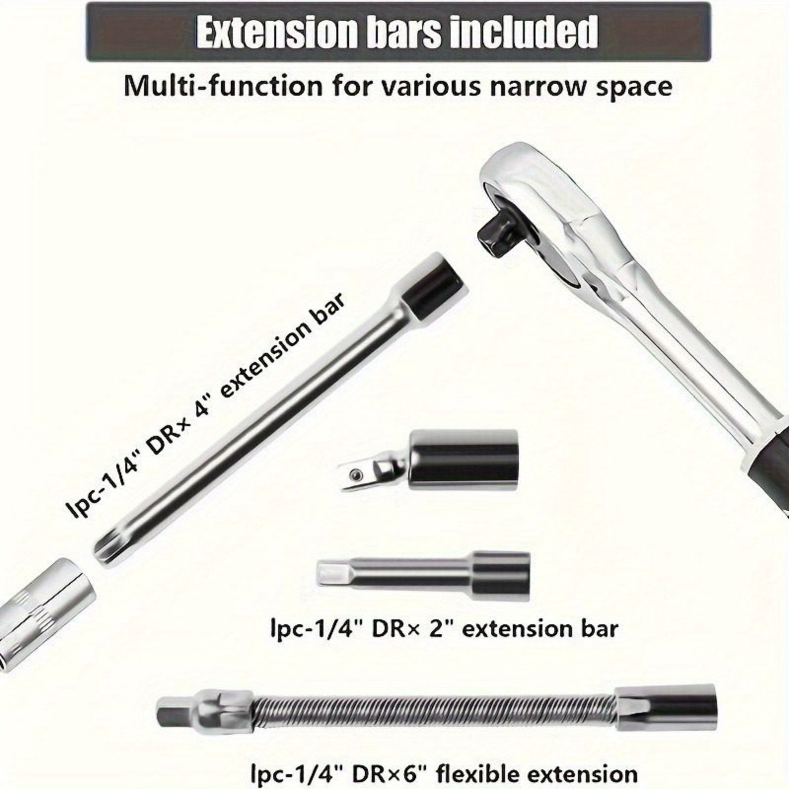 46-Piece Professional Tool Set with Ratchet Wrench Screwdriver Extension for Car Repair