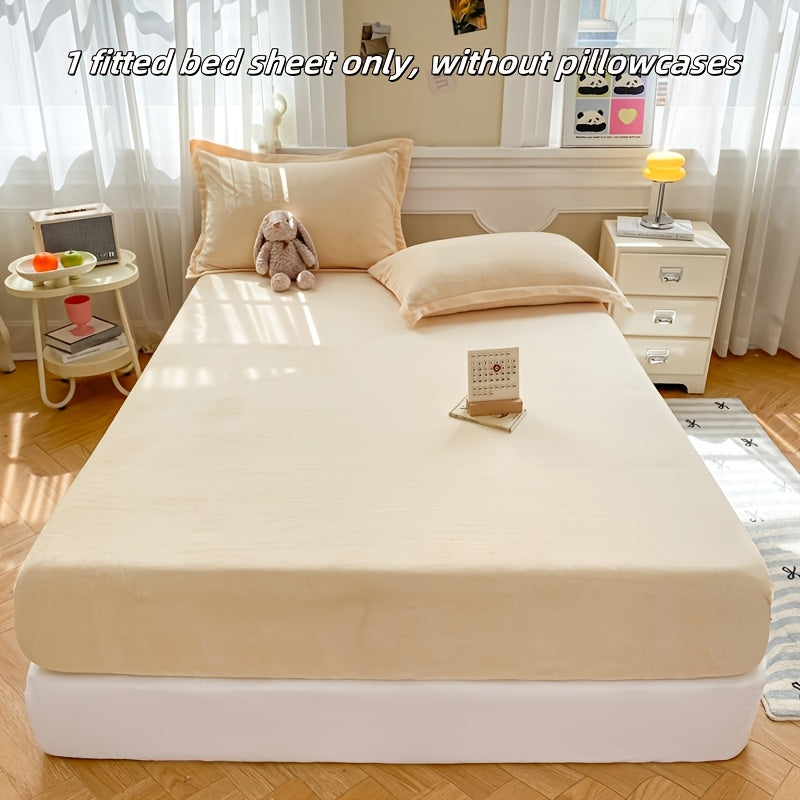 Milk Velvet Fitted Sheet Light Gray Deep Pocket Cozy Soft Machine Washable