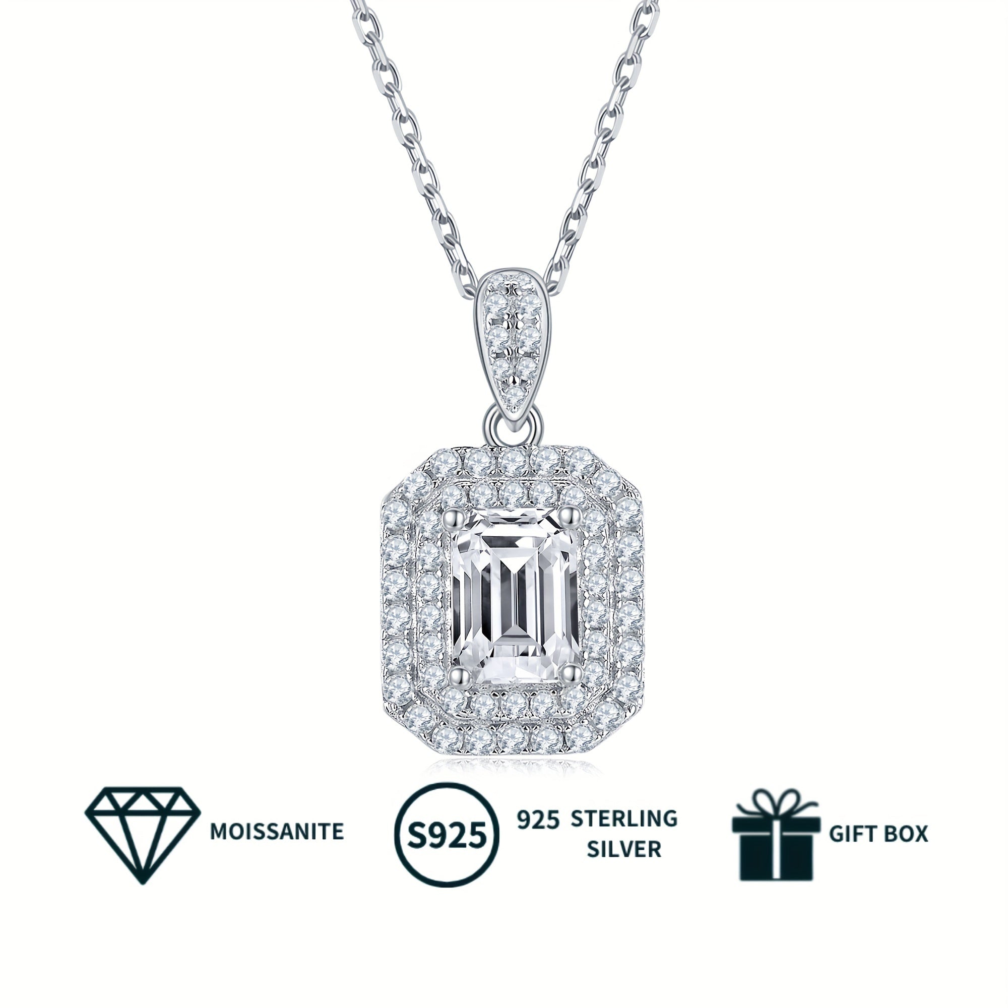 Ajoyib S925 Sterling Silver Moissanite Stud Earrings va Necklace Set 0.5ct*2 Asosiy To stones va 1ct Pendant bilan - Halloween, Rojdestvo, Shukrona kuni, Yubileylar, Partylar va boshqalar uchun ideal sovg'a. 5.87g Moissanite bilan, bu nafis to'plam