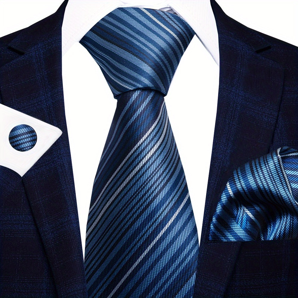 Men's Formal Tie Handkerchief Cufflinks Set for Weddings Parties Business Events