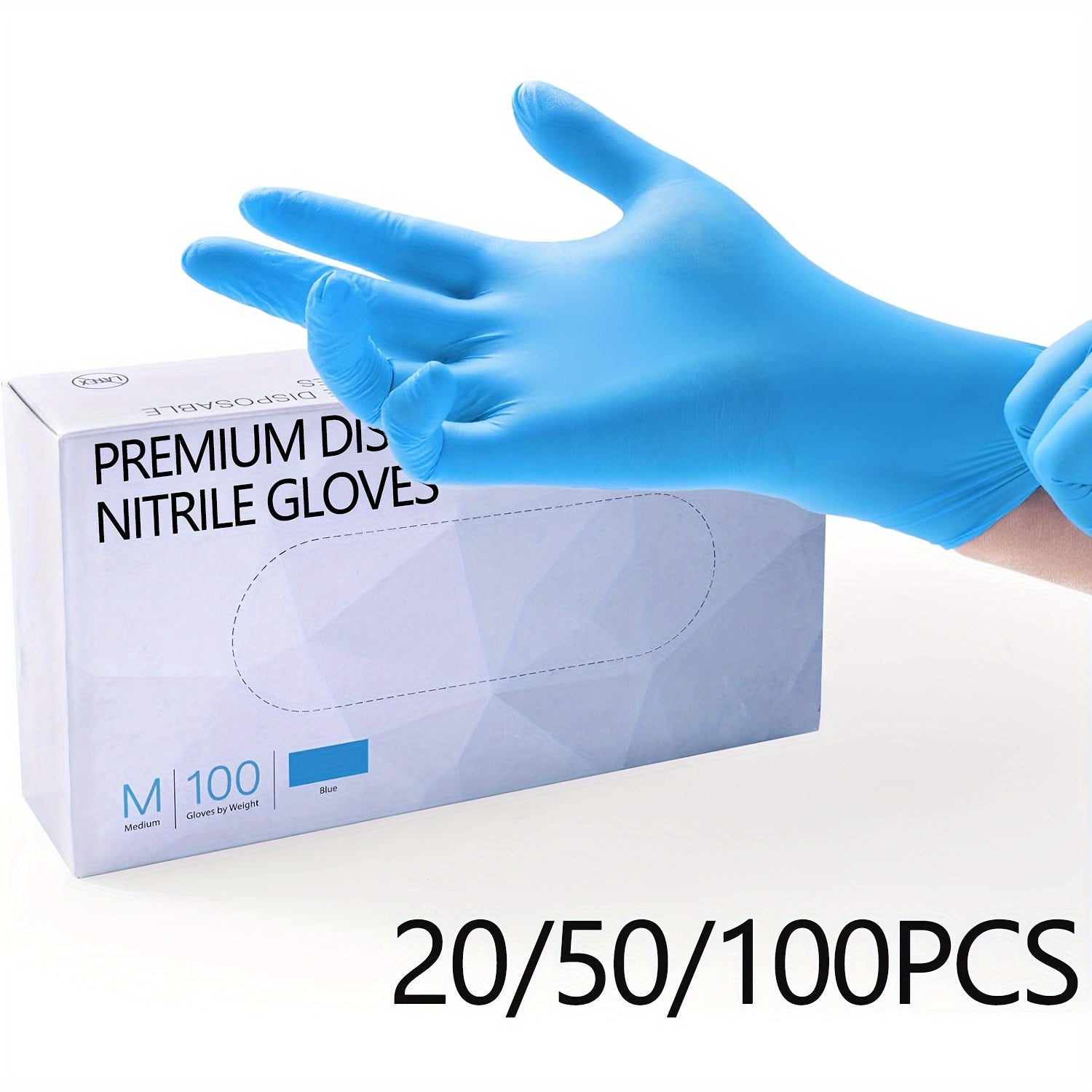 Одноразовые синие перчатки для уборки дома, ухода за кожей, ухода за домашними животными, работы с продуктами питания и бытовыми инструментами в упаковках по 20, 50 или 100 штук - Премиальный нитриловый материал для одноразовой одежды