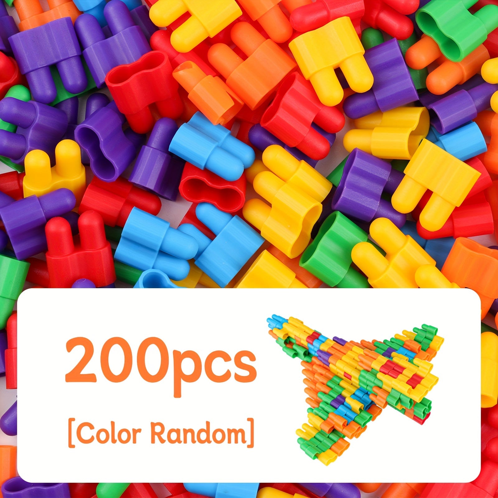 200 DIY Bullet Shape Building Blocks for Kids Age 3 Plus Multicolor