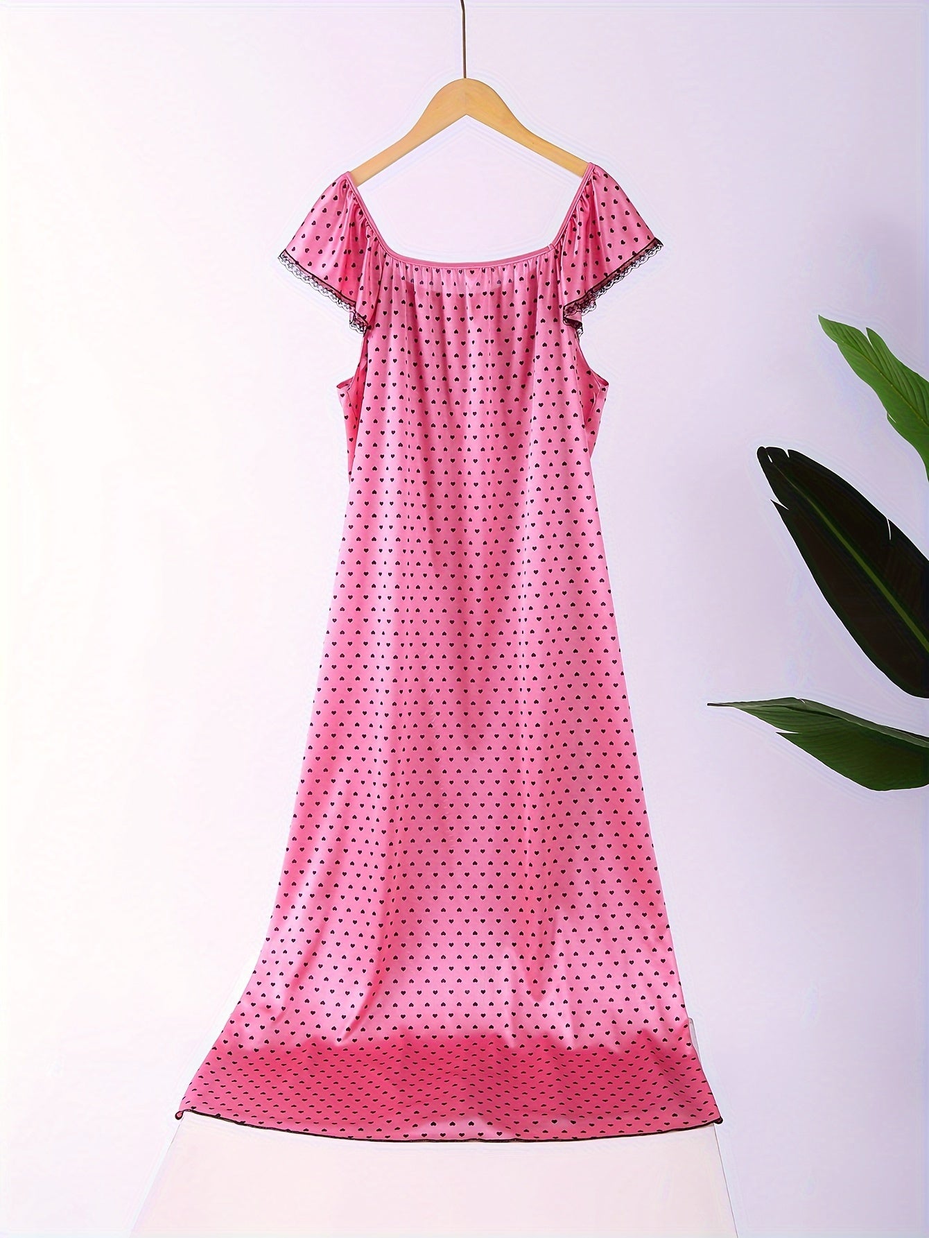 Women's Pajama Set Heart Print Long Sleeve Dress Sleepwear