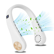 Rechargeable Wearable Personal Fan 360° Cooling 5-Speed Screen Display for Travel Sports