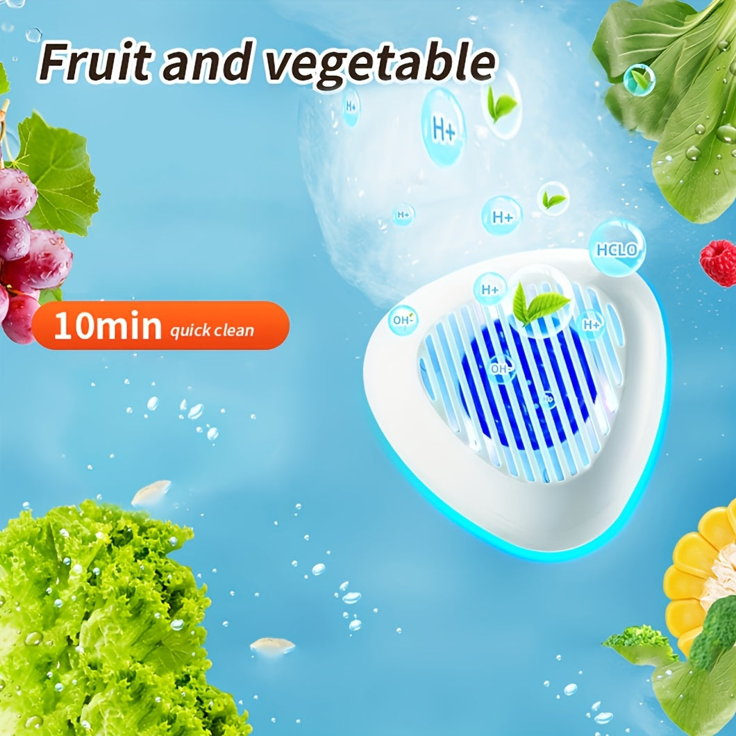 USB bilan qayta to'ldiriladigan portativ simsiz oziq-ovqat tozalash qurilmasi, meva va sabzavotlarni tozalash, pestitsid qoldiqlarini olib tashlash va sterilizatsiya qilish uchun. Magnit bilan quvvatlantirish va taymer funksiyasiga ega.