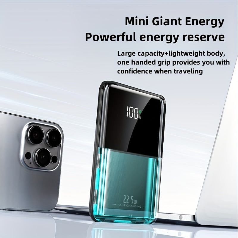 Small Portable Power Bank 10000mAh Fast Charging Dual Input Output Compatible with Android and iPhone