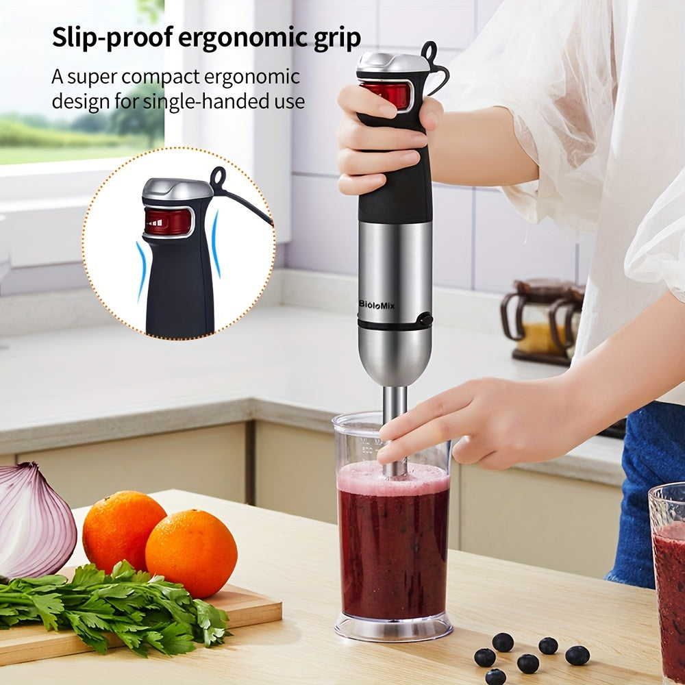 5-in-1 Immersion Hand Blender Set 1200W with Food Processor Chopper Whisk and Milk Frother