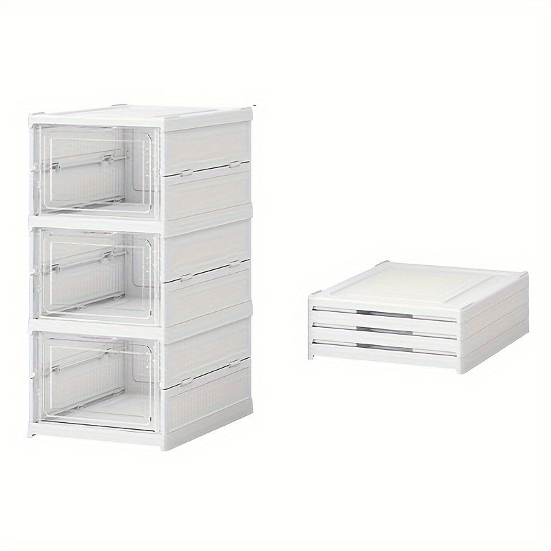 Folding Shoe Storage Box Breathable Plastic Dustproof Space-Saving Large Capacity