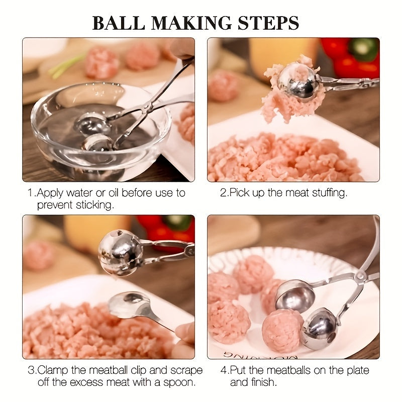 Stainless Steel Meatballer with Anti-Slip Handles for Making Meatballs and Cookie Dough