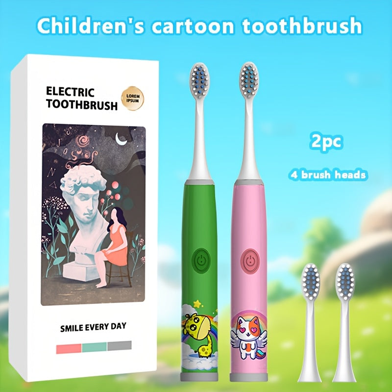 Детская электрическая зубная щетка для детей 3-15 лет, работает на батарейках, 3 цвета, мягкая для зубов