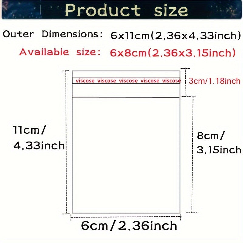 O'z-o'zidan yopishqoq shaffof sellofan sumka muhrlangan zargarlik yoki shirinlik sovg'asi uchun.