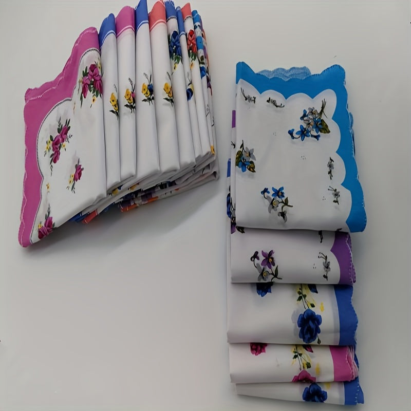 Set of 10 Floral Handkerchiefs for Men Small Pocket Square Gift