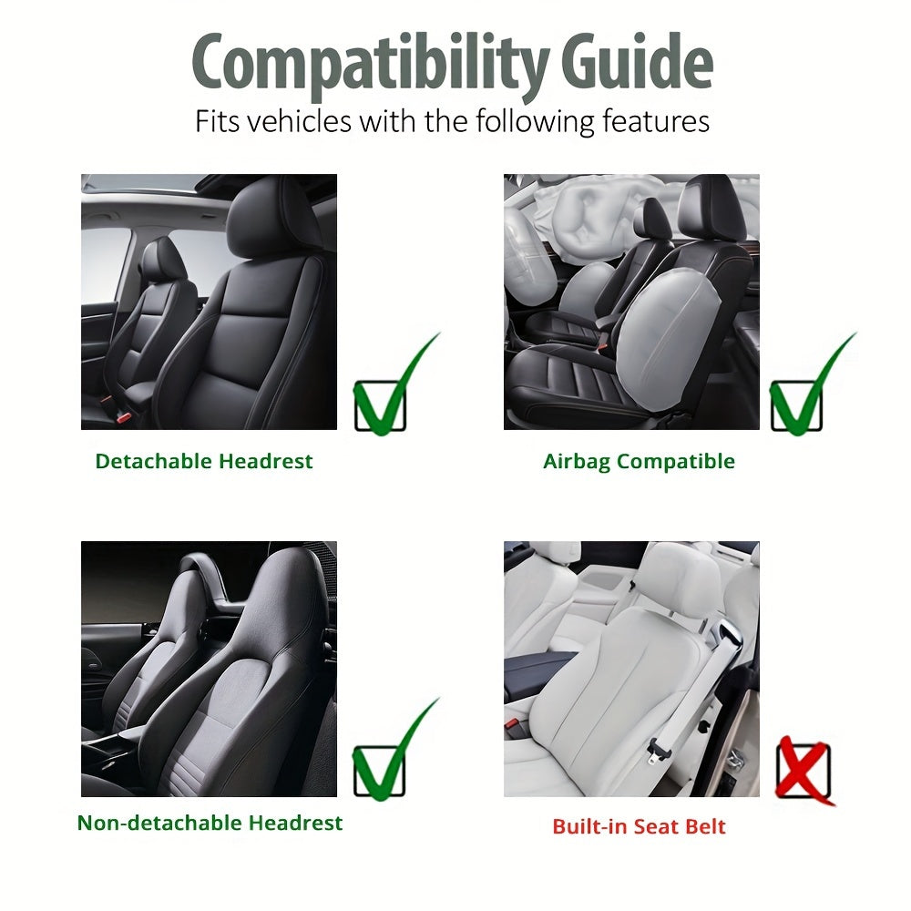2pcs Universal Gray PU Leather Car Seat Covers for Front Buckets