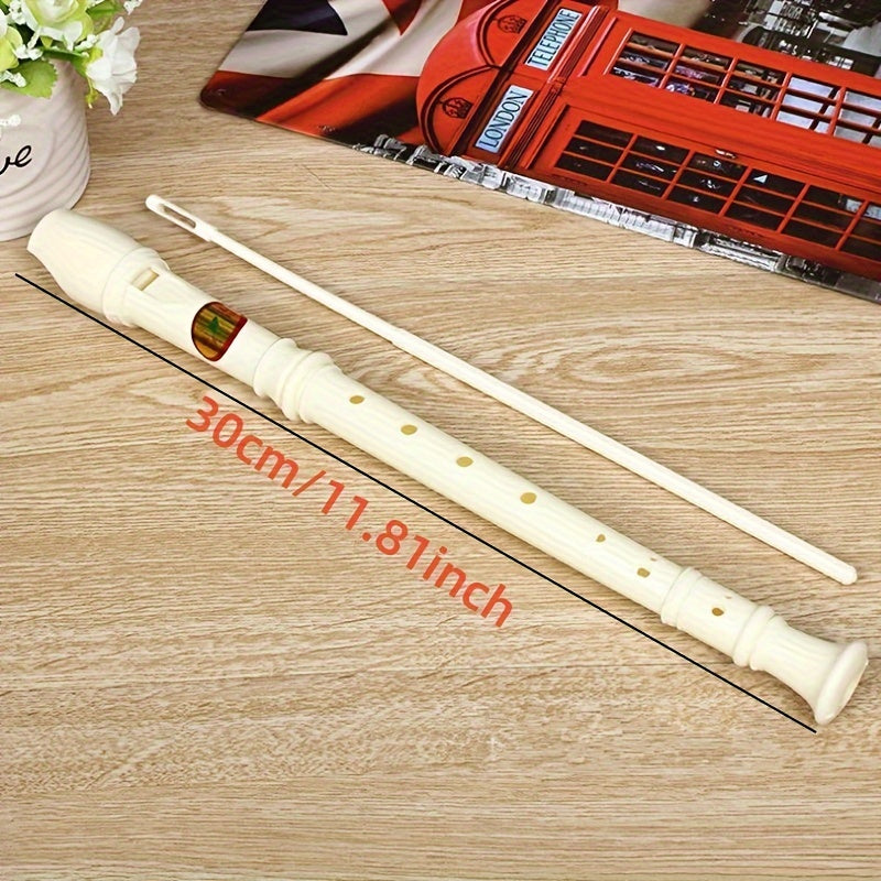 Plastic White Bass Flute with Cleaning Stick for Practice and Performance