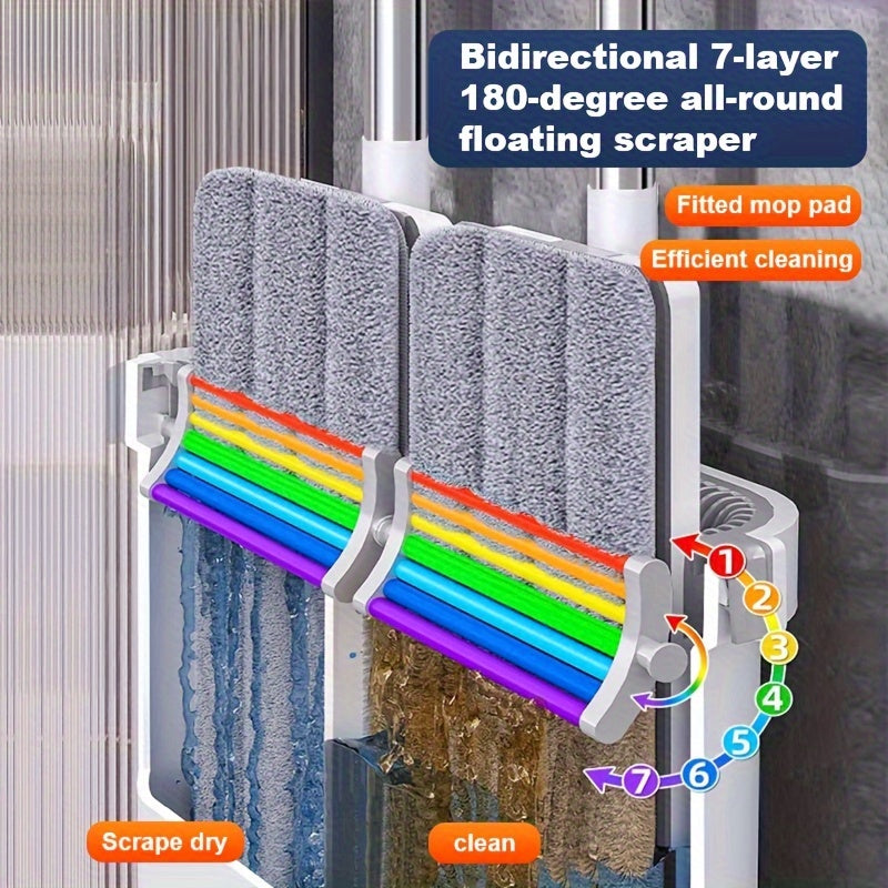 Conjunto de fregona y cubo con almohadillas de microfibra para suelos de baldosas, mármol y madera