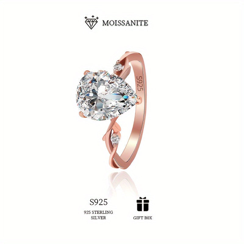 Pear-Shaped Moissanite Engagement Ring Set in Vintage Boho Style 2-3 Carat Silver Plated