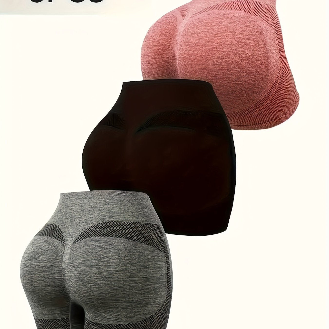 Women's 3-Piece Yoga Pants Set High Waist ABS Stretch Leggings Casual Pants Stripes