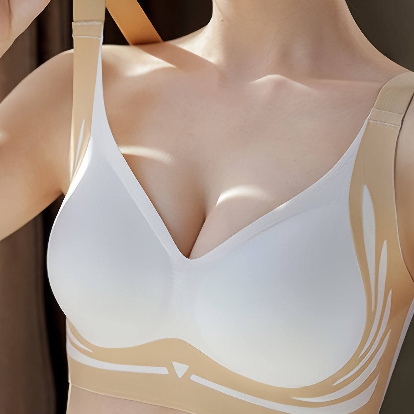 Women’s Wireless Push-Up Bra with Color Block Design Comfortable Lingerie