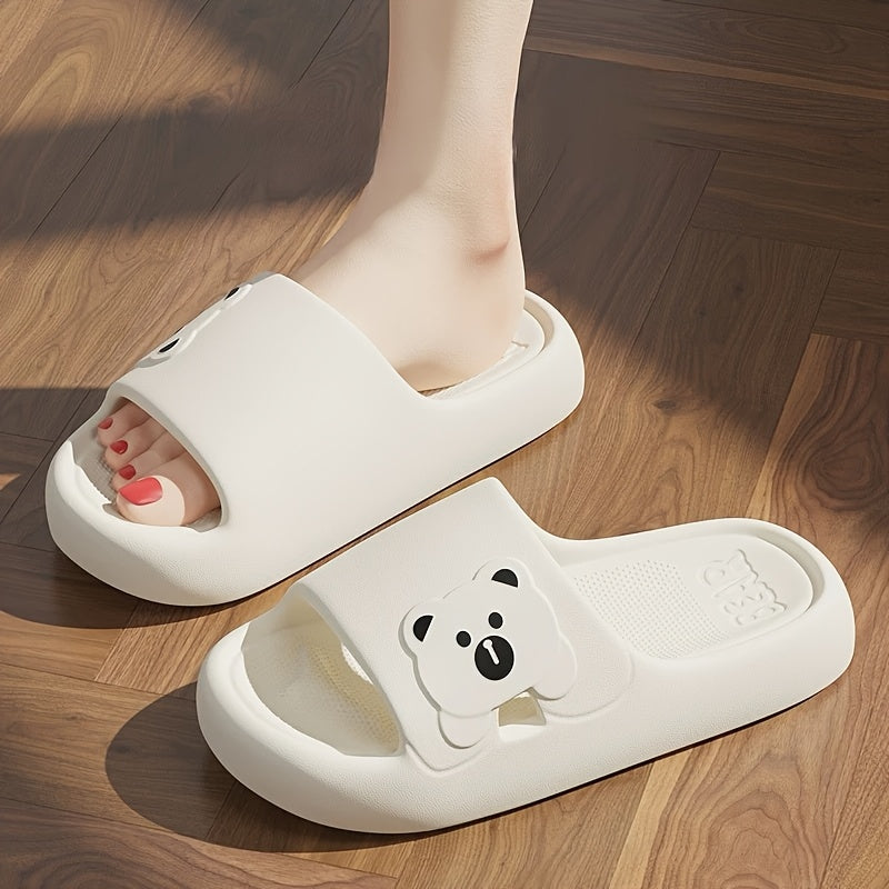 Unisex EVA Slippers Non-Slip Quick-Dry Open-Toe Bathroom Slides Gray White