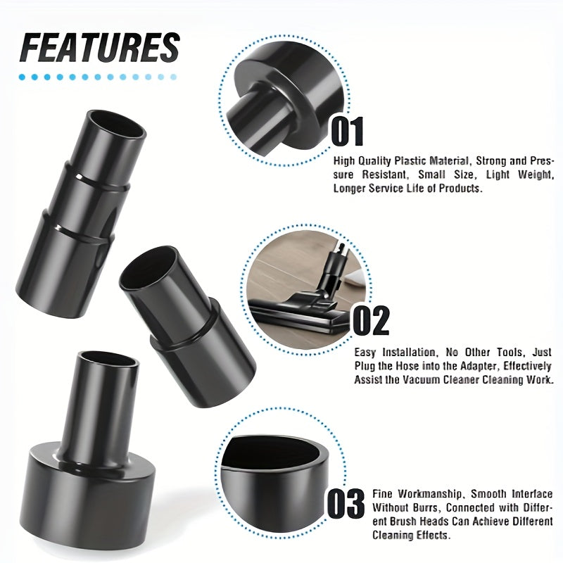 Kit de adaptadores para manguera de vacío con reductores para aspiradora húmeda y seca, de 2-1/2 a 1-1/4 pulgadas