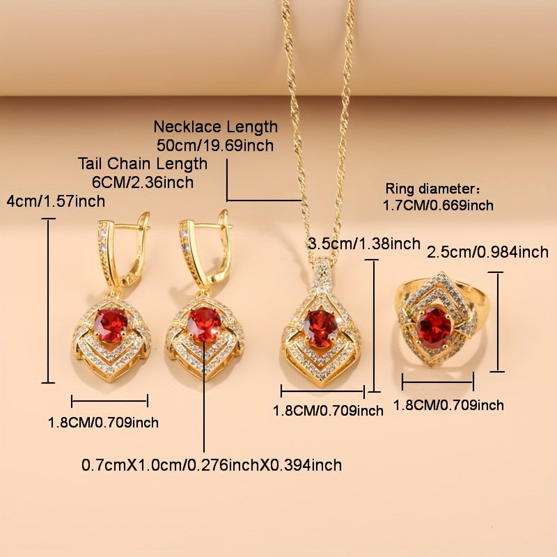 Women’s Zirconia Jewelry Set with Earrings Necklace Ring and Bracelet