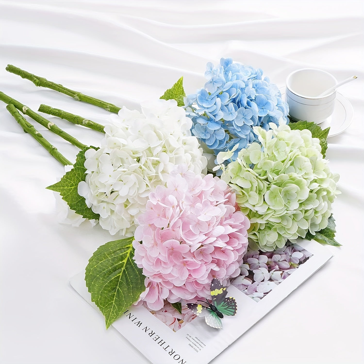 Six Realistic Silk Hydrangea Bouquets for Home Weddings and Parties