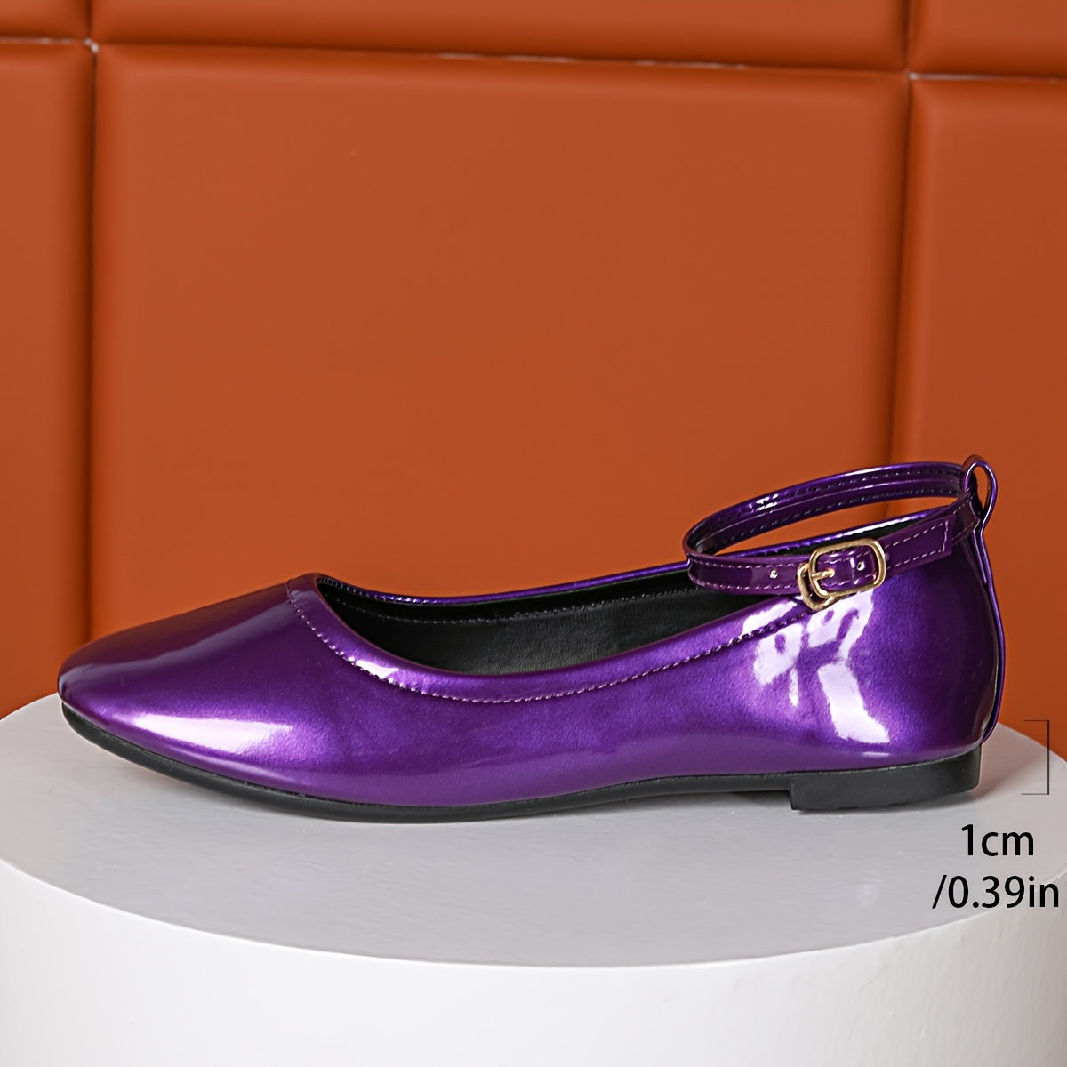 Women’s Purple Mary Jane Flats with Buckle Adjustable Strap Synthetic Shoes