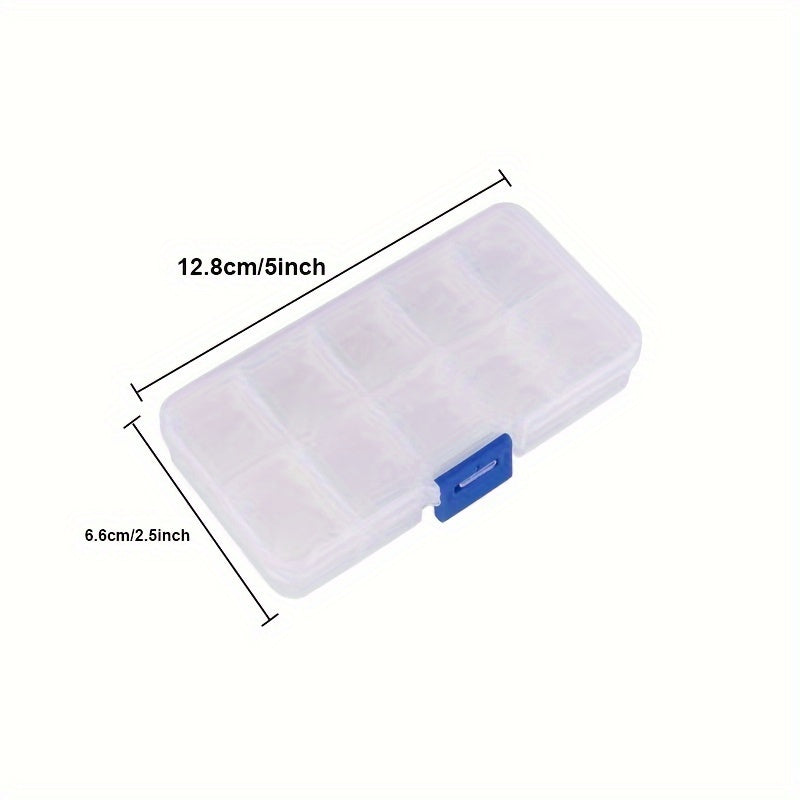 Small Transparent Plastic Jewelry Organizer Box with 10 Compartments for Earrings Rings Bracelets Necklaces