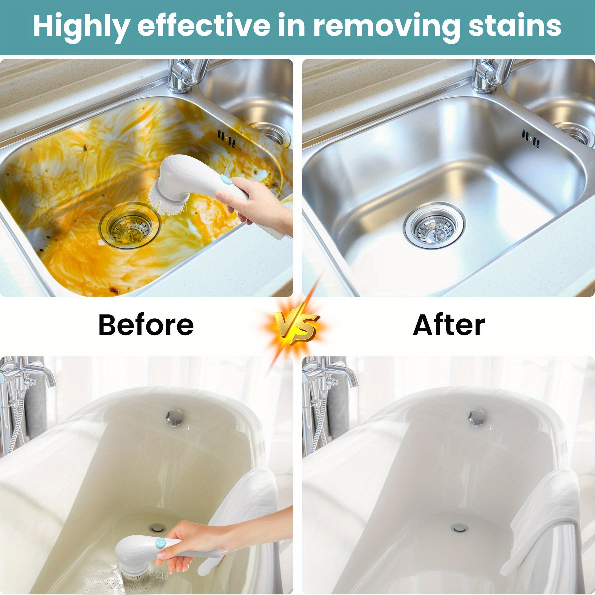 5 ta cho'tka boshli simsiz elektr tozalash vositasi, qo'lda ishlatiladigan, qayta zaryadlanadigan, hammom, oshxona, avtomobil uchun