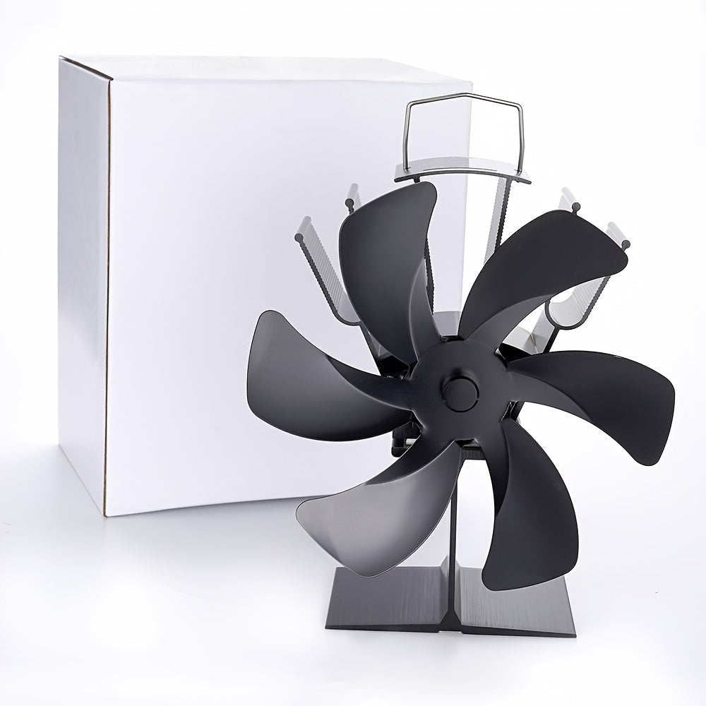 Six-Page Black Vertical Fireplace Fan for Heating and Ventilation