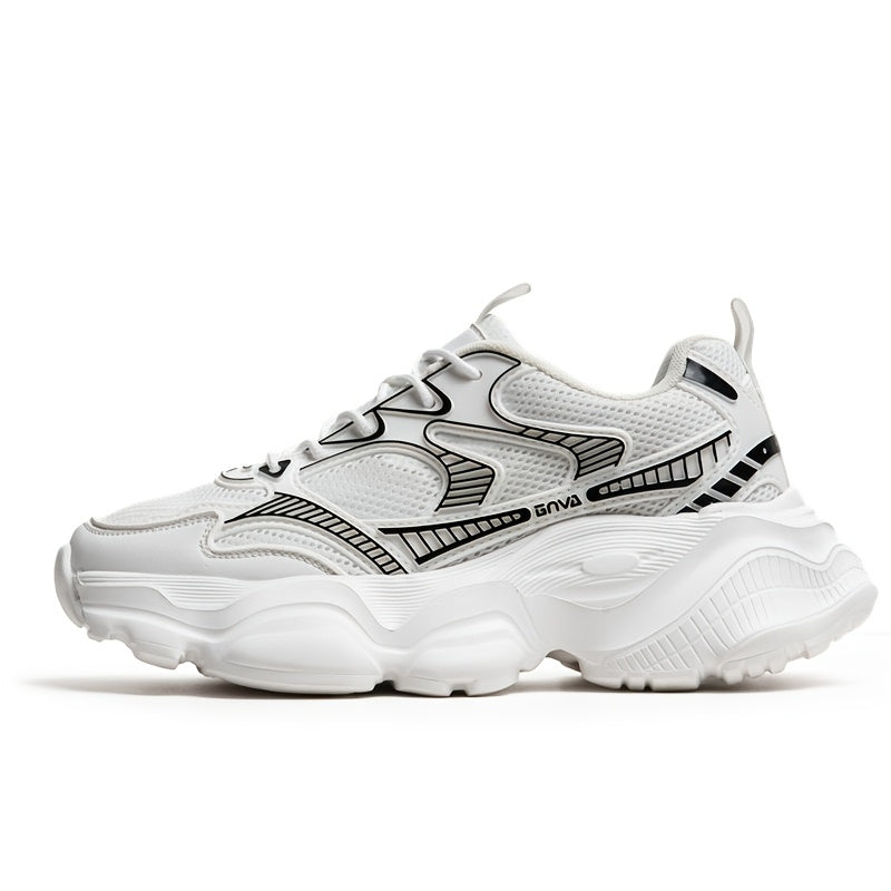 Men's Mesh Casual Sneakers Low Top Lace-Up All-Season Vintage Chunky Shoes