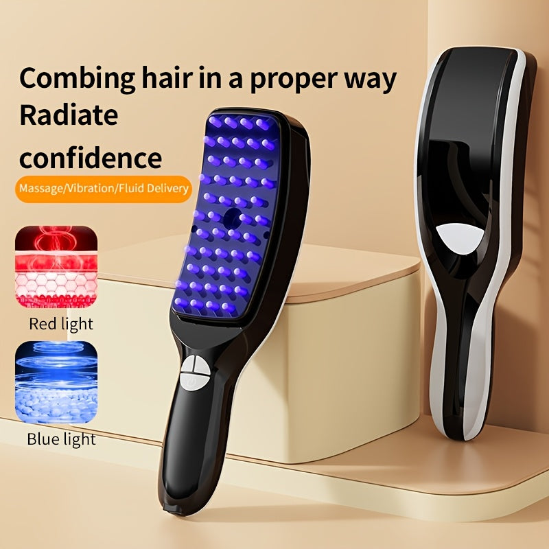 3-in-1 Electric Scalp Massager with Red Blue Light Rechargeable Battery Portable Hair Care Tool