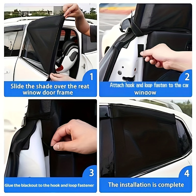 Car Anti-Mosquito Sunshade Curtains, High Elasticity, Cool Protection, 2 Pack