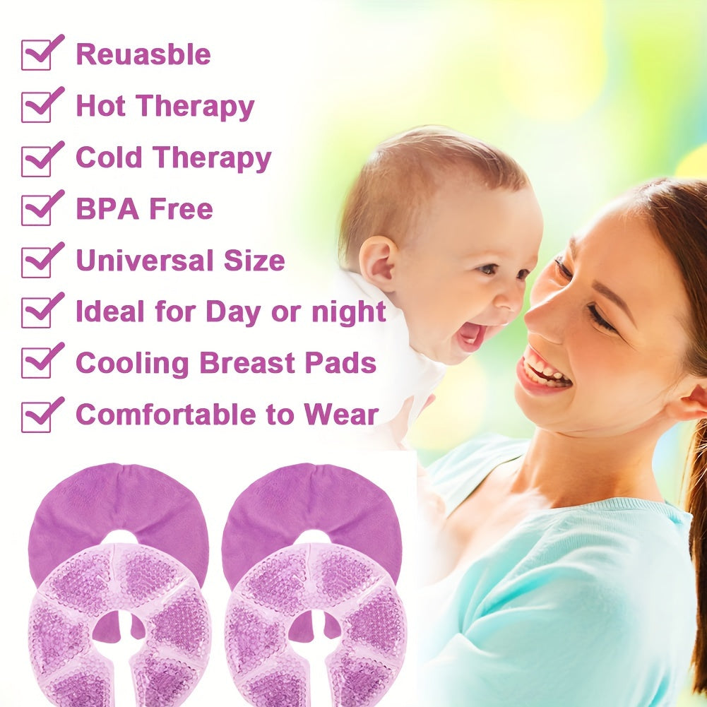 Juego de 2 almohadillas de gel suave para senos para aliviar el dolor, la hinchazón y el flujo de leche