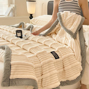 Manta moderna de pelo sintético a rayas para cama y sofá, para todas las estaciones, lavable a máquina