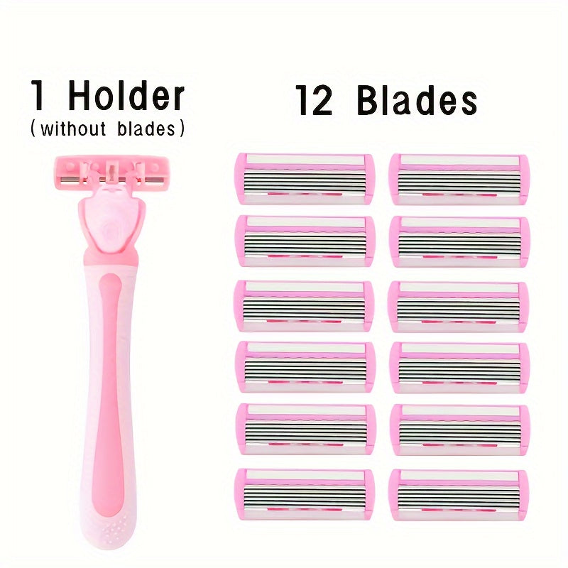 Afeitadora de 6 capas para mujer para rostro, axilas, piernas con 12 cuchillas