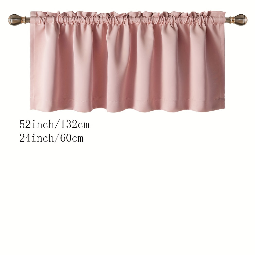 Blackout Insulated Rod Pocket Window Valance for Kitchen Black