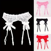 Lace Garter Belts with Clips Mesh Suspenders for Thigh-High Stockings Solid Colors