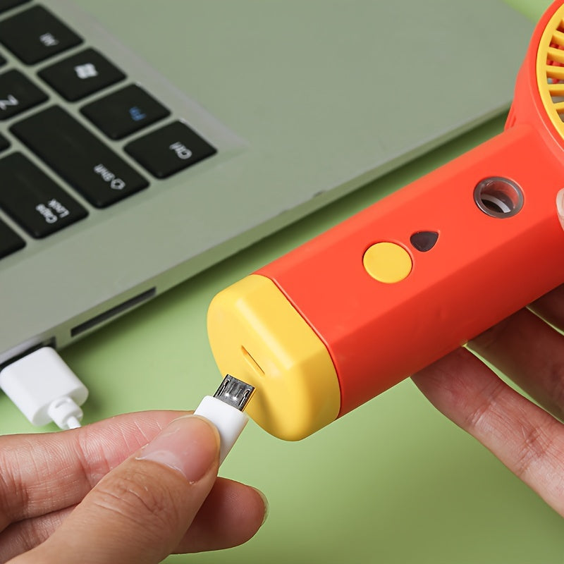 Mini Handheld Fan with Mist Humidifier, Rechargeable, Portable for Travel Desk