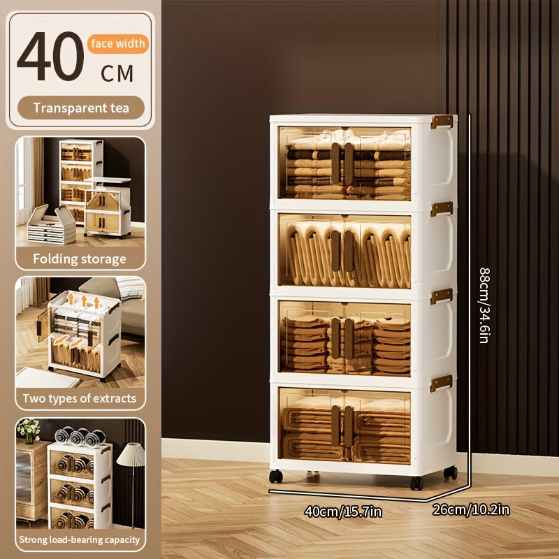 Складные пластиковые контейнеры для хранения на 5 уровней с крышками и колесами для шкафов, ванных комнат, офисов и общежитий.