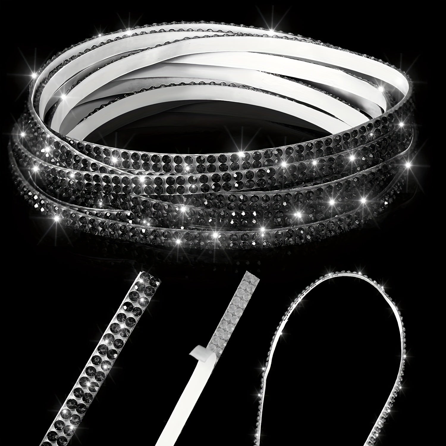 DIY Rhinestone Car Trim Strips Self-Adhesive Glitter Molding Stickers for Interior and Exterior Decor