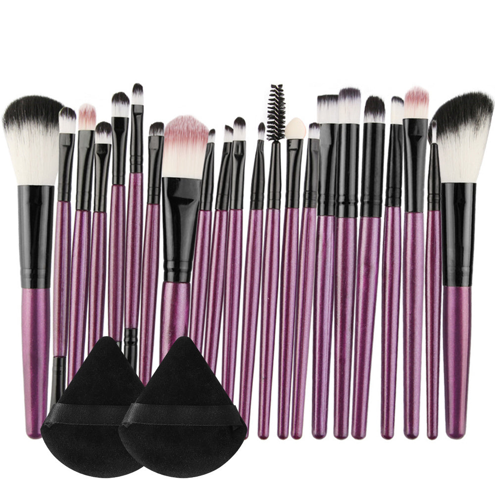 22pcs Makeup Brush Set with 2 Triangle Puffs, Professional Multi-Functional Cosmetic Brushes