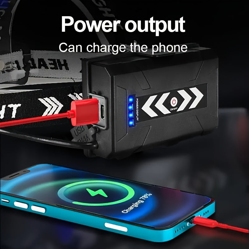 Rechargeable 30W LED Headlamp with Long Battery Life and Multi-Mode for Outdoor Activities