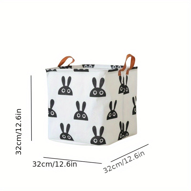 Printed Storage Cube Basket for Home Organization Cotton Linen Foldable Toy and Laundry Bin