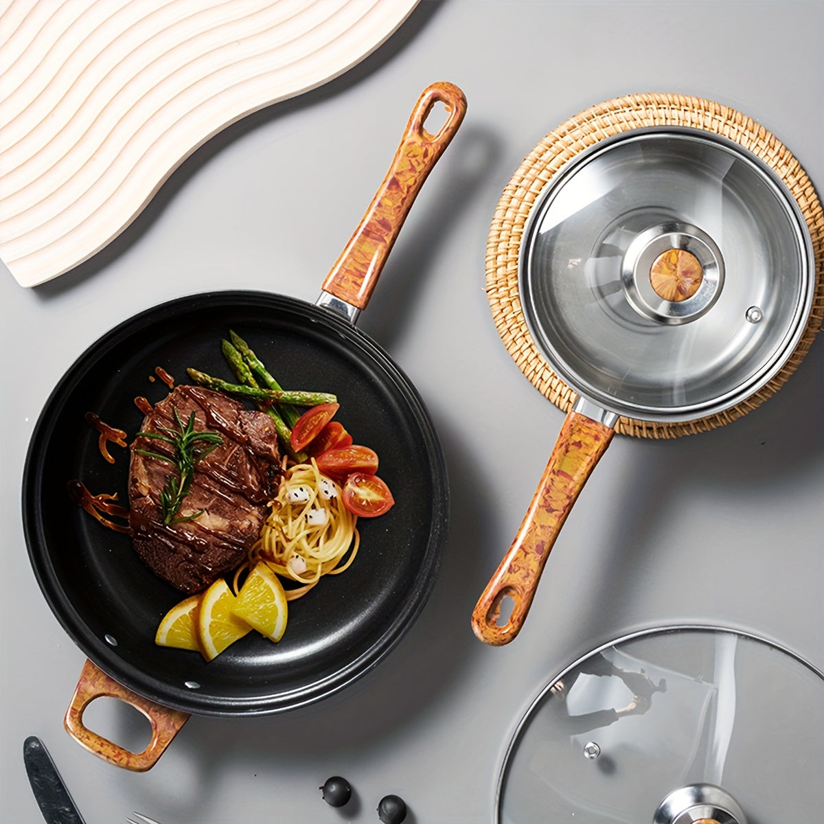 Stainless Steel Cookware Set 12 Pieces, Durable, Easy to Clean, Compatible with All Stoves