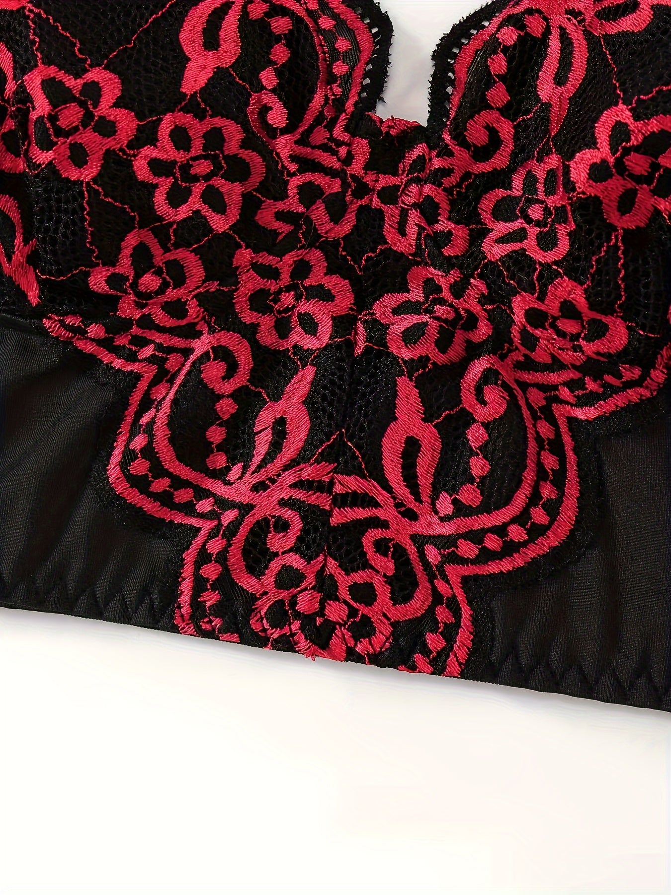 Plus Size Floral Embroidered Longline Shapewear Bra for Women