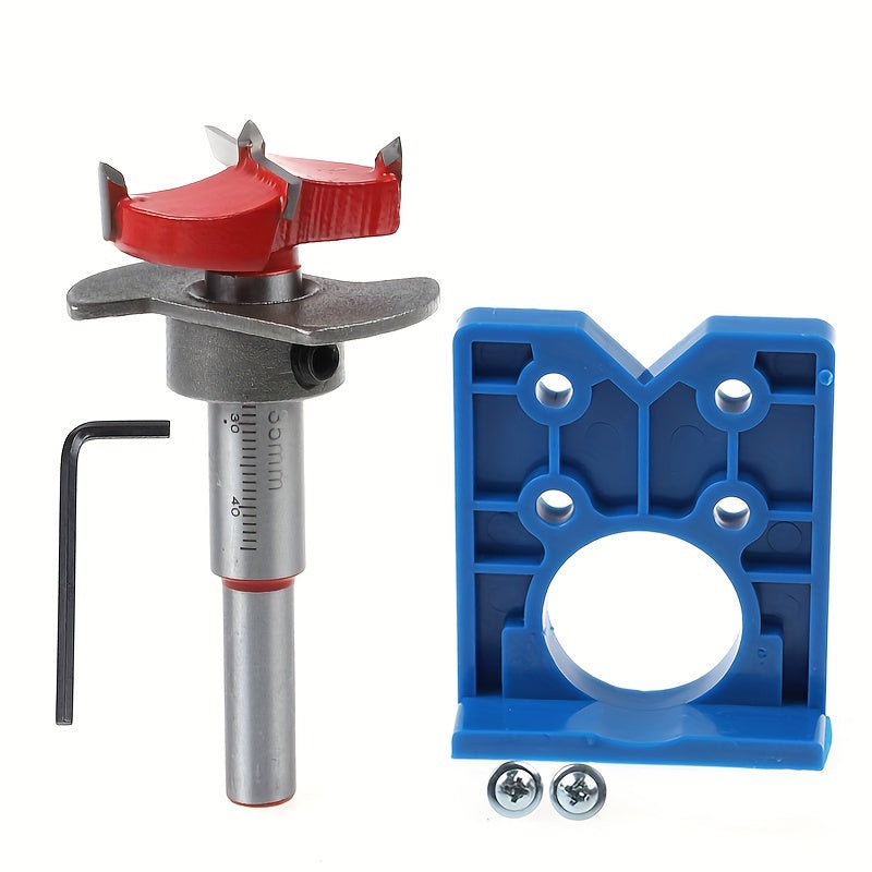 Adjustable Hinge Drill Guide Clamp with 35mm Woodworking Bit for Cabinet Doors