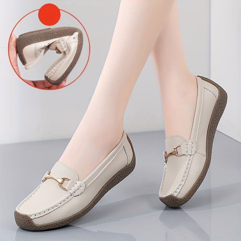 Zapatos planos femeninos casuales sin cordones, ligeros, de color sólido, estilo Mary-Jane