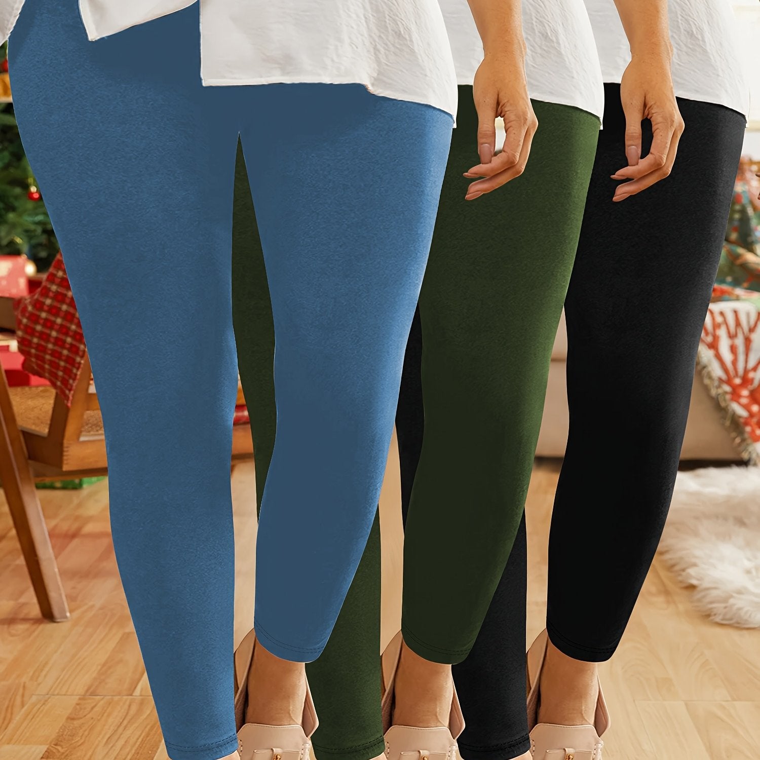 Plus Size Regular Waist 9 Points Bottom Pants 3 Pack